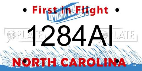 1284AI North Carolina License Plate