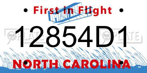 12854D1 North Carolina License Plate
