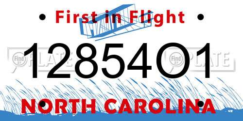 12854O1 North Carolina License Plate