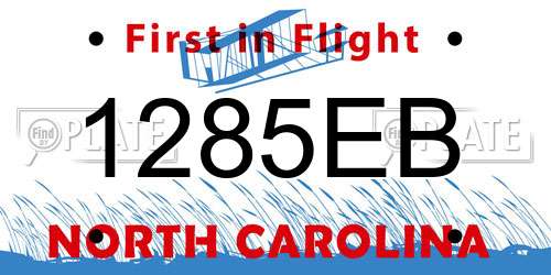1285EB North Carolina License Plate