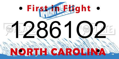 12861O2 North Carolina License Plate