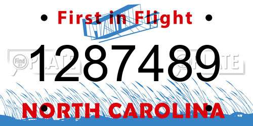 1287489 North Carolina License Plate