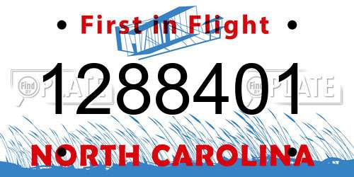1288401 North Carolina License Plate