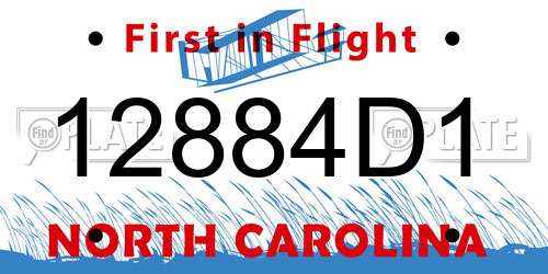 12884D1 North Carolina License Plate