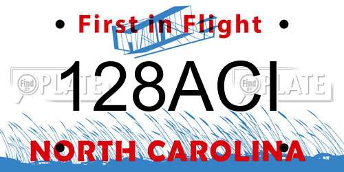 128ACI North Carolina License Plate