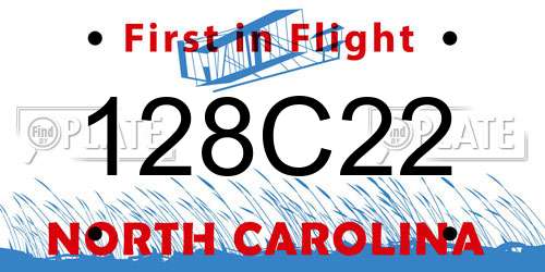 128C22 North Carolina License Plate