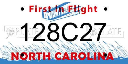 128C27 North Carolina License Plate