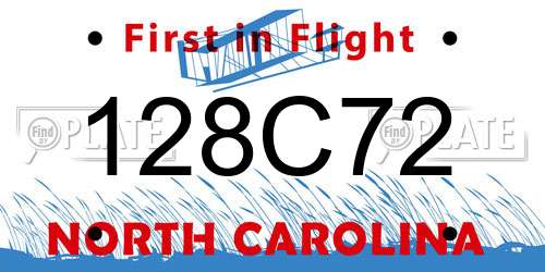 128C72 North Carolina License Plate