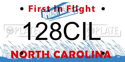 128CIL North Carolina License Plate