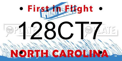 128CT7 North Carolina License Plate