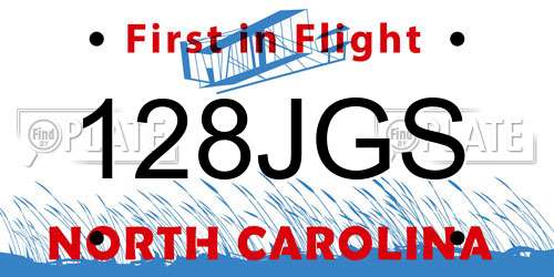 128JGS North Carolina License Plate