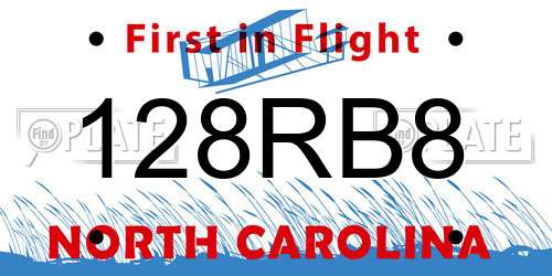 128RB8 North Carolina License Plate