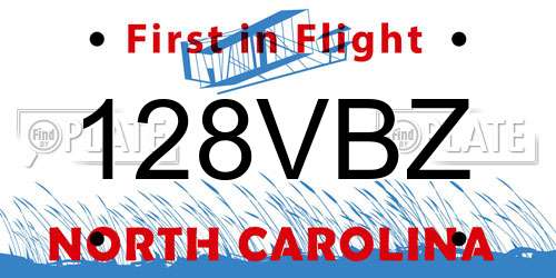 128VBZ North Carolina License Plate