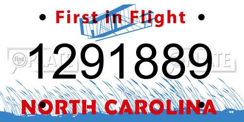 1291889 North Carolina License Plate