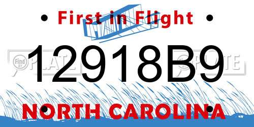 12918B9 North Carolina License Plate