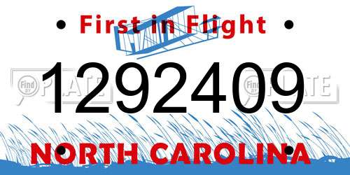 1292409 North Carolina License Plate