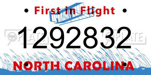 1292832 North Carolina License Plate