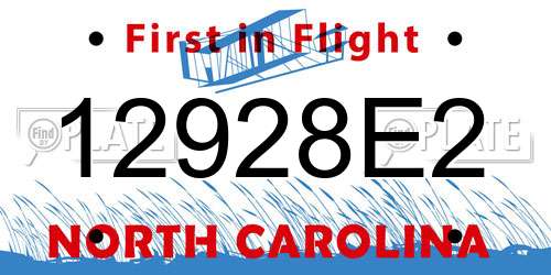 12928E2 North Carolina License Plate