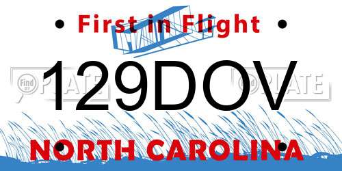 129DOV North Carolina License Plate