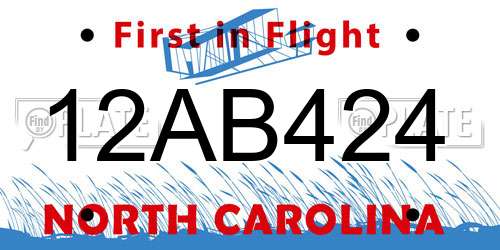 12AB424 North Carolina License Plate