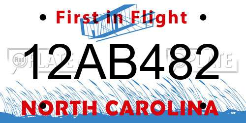12AB482 North Carolina License Plate