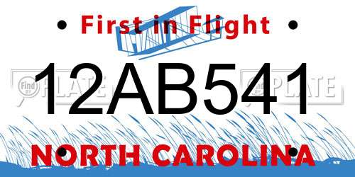 12AB541 North Carolina License Plate