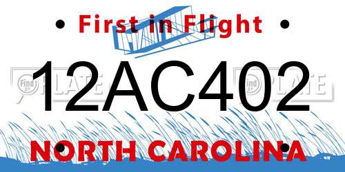 12AC402 North Carolina License Plate