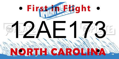 12AE173 North Carolina License Plate
