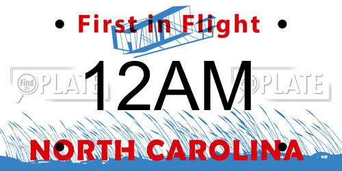 12AM North Carolina License Plate