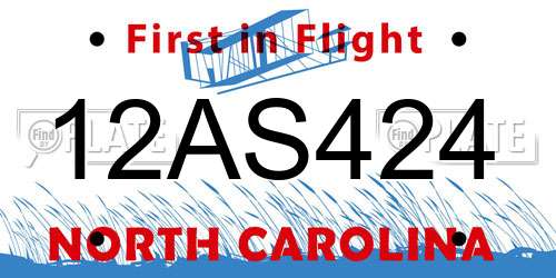 12AS424 North Carolina License Plate