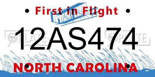 12AS474 North Carolina License Plate