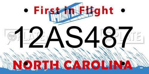 12AS487 North Carolina License Plate