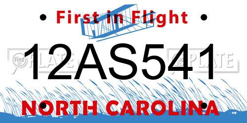 12AS541 North Carolina License Plate