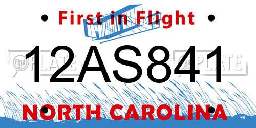 12AS841 North Carolina License Plate