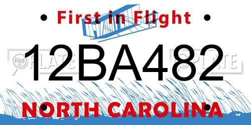 12BA482 North Carolina License Plate
