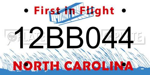 12BB044 North Carolina License Plate