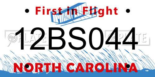 12BS044 North Carolina License Plate