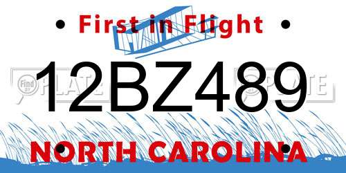 12BZ489 North Carolina License Plate