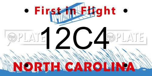 12C4 North Carolina License Plate