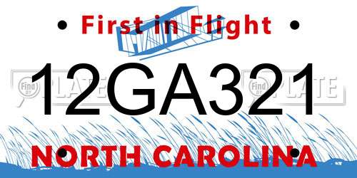 12GA321 North Carolina License Plate