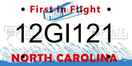 12GI121 North Carolina License Plate