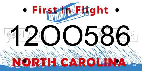 12OO586 North Carolina License Plate