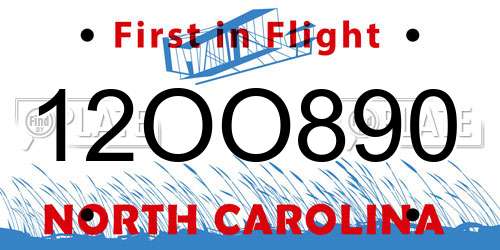 12OO890 North Carolina License Plate