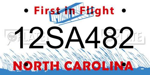 12SA482 North Carolina License Plate