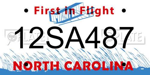 12SA487 North Carolina License Plate