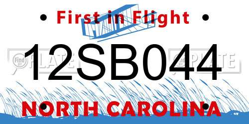 12SB044 North Carolina License Plate