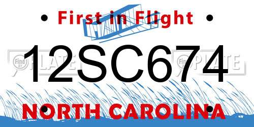 12SC674 North Carolina License Plate