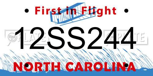 12SS244 North Carolina License Plate