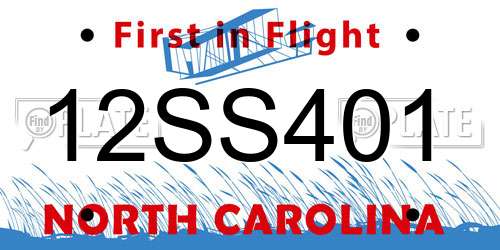 12SS401 North Carolina License Plate