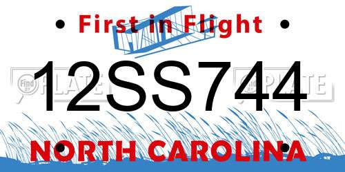 12SS744 North Carolina License Plate